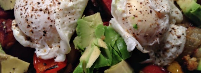 roasted veggies hash eggs